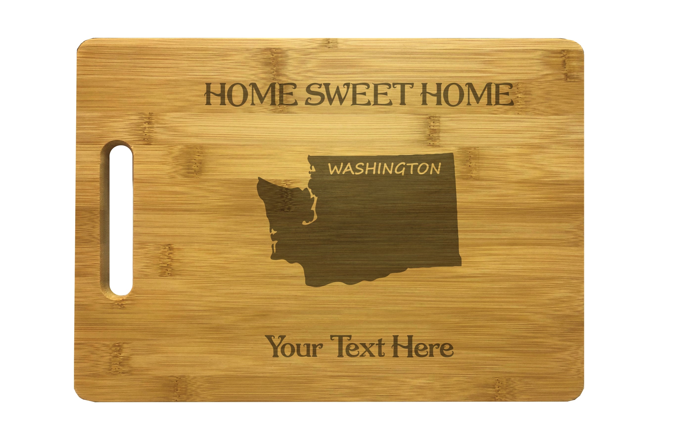 Personalized Washington Engraved Natural Wood Cutting Board, Home Sweet Home with Custom Text, Engraved Bamboo or Maple, Housewarming Gift