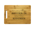 Personalized Everything Tastes Better in Names Kitchen Engraved Natural Wood Cutting Board, Bamboo or Maple