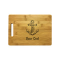 Personalized Nautical Anchor With Boat Name Engraved Natural Wood Cutting Board, Bamboo or Maple, Boating Gift