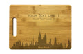 Personalized New York Skyline Natural Wood Cutting Boards with Custom Text, Engraved Bamboo or Maple, Wedding Gift