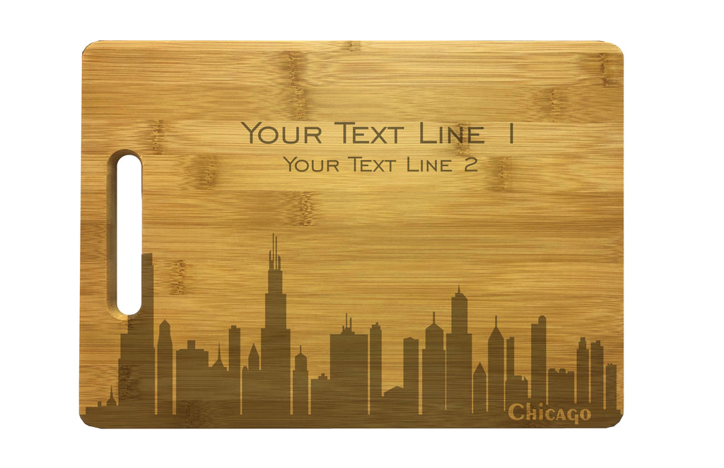 Personalized Los Angeles Skyline Natural Wood Cutting Boards with Custom Text, Engraved Bamboo or Maple, Wedding Gift