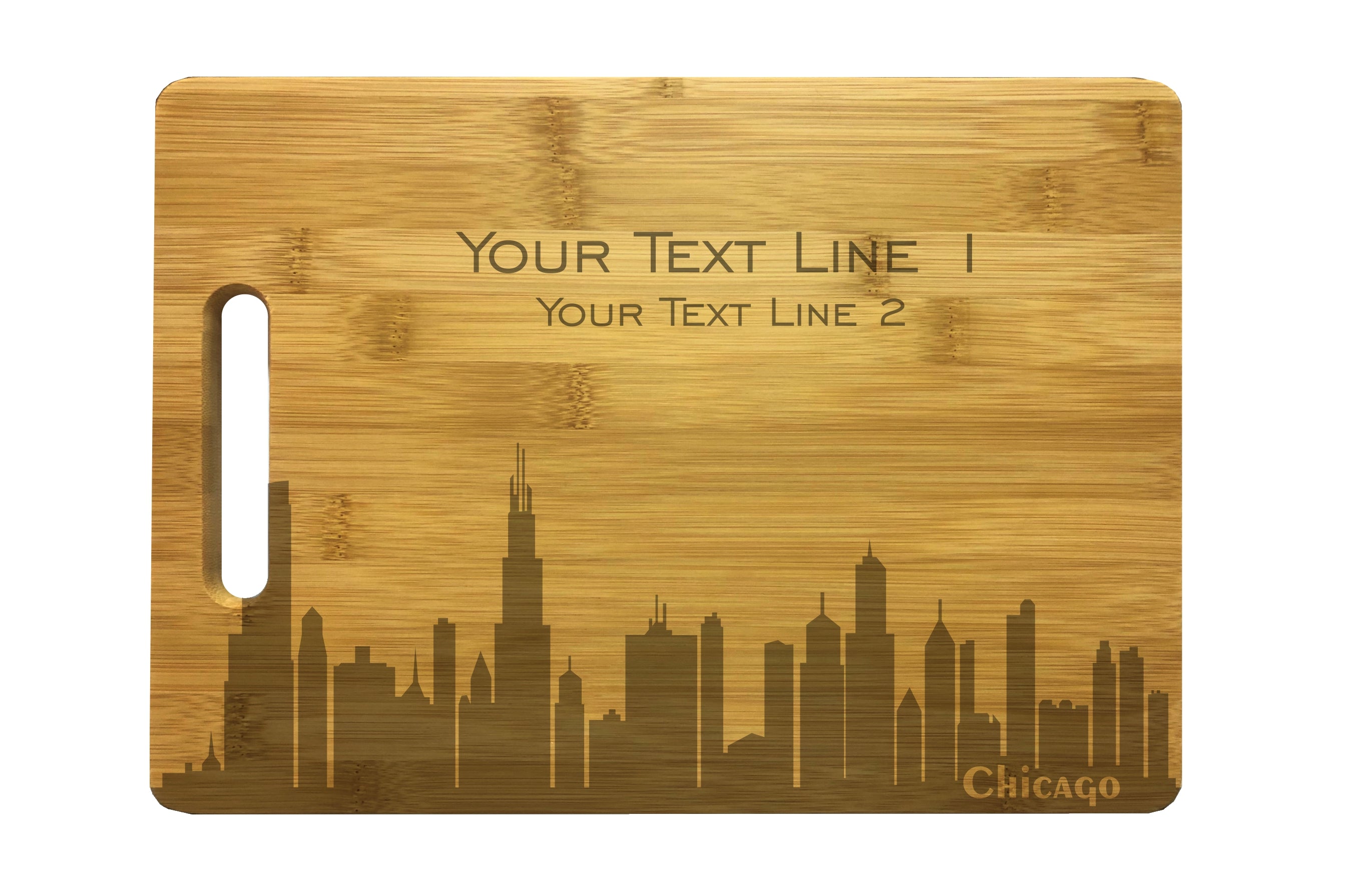 Personalized Los Angeles Skyline Natural Wood Cutting Boards with Custom Text, Engraved Bamboo or Maple, Wedding Gift