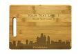 Personalized Philadelphia Skyline Natural Wood Cutting Boards with Custom Text, Engraved Bamboo or Maple, Wedding Gift