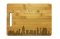 Personalized San Antonio Skyline Natural Wood Cutting Boards with Custom Text, Engraved Bamboo or Maple, Wedding Gift