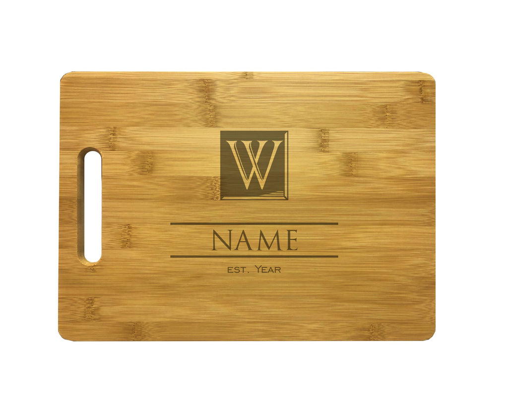 Personalized Natural Wood Cutting Boards with Custom Initial Name Year, Engraved Bamboo or Maple, Wedding, Anniversary Gift