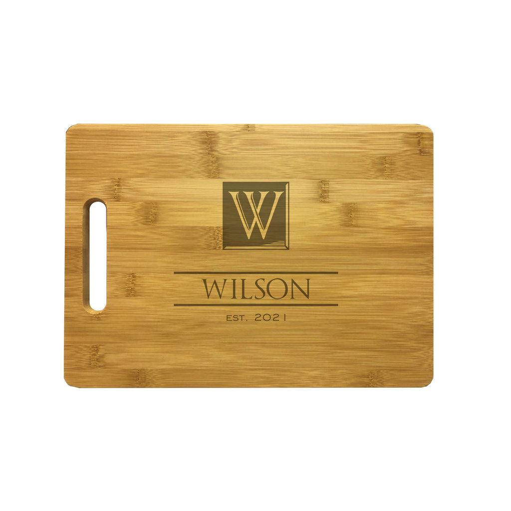 Personalized Natural Wood Cutting Boards with Custom Initial Name Year, Engraved Bamboo or Maple, Wedding, Anniversary Gift