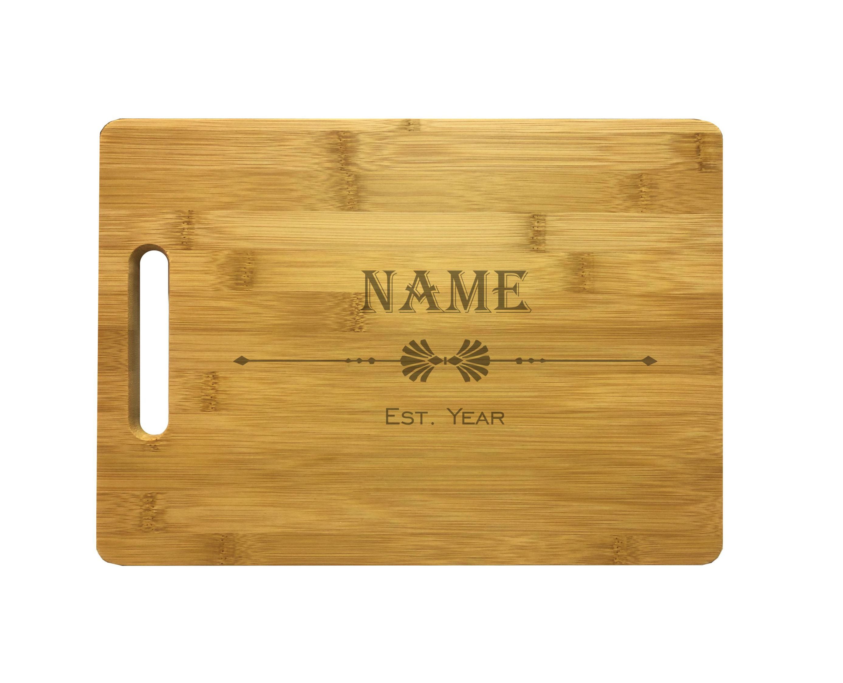 Personalized Natural Wood Cutting Boards with Custom Name Year, Engraved Bamboo or Maple, Wedding, Anniversary Gift