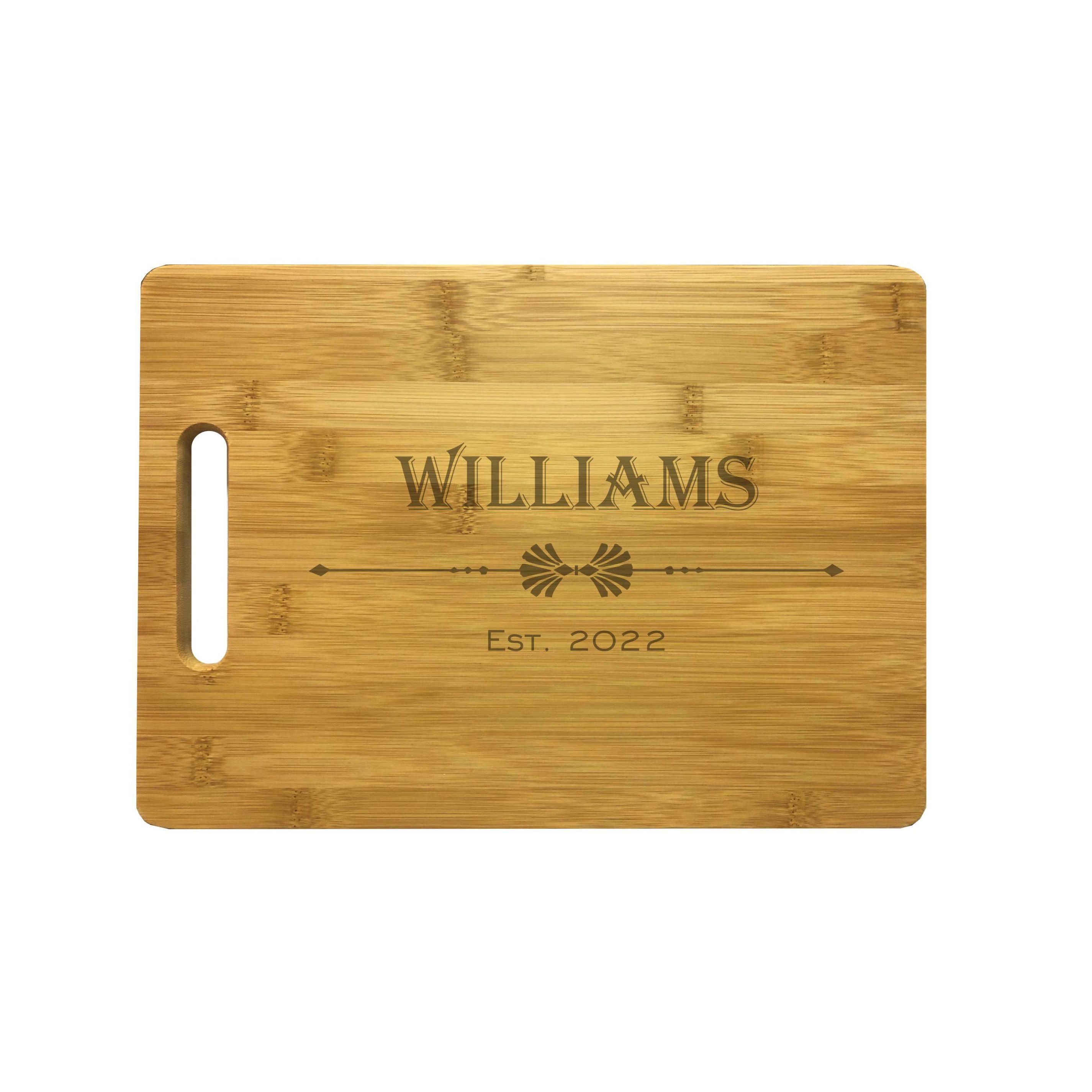 Personalized Natural Wood Cutting Boards with Custom Name Year, Engraved Bamboo or Maple, Wedding, Anniversary Gift