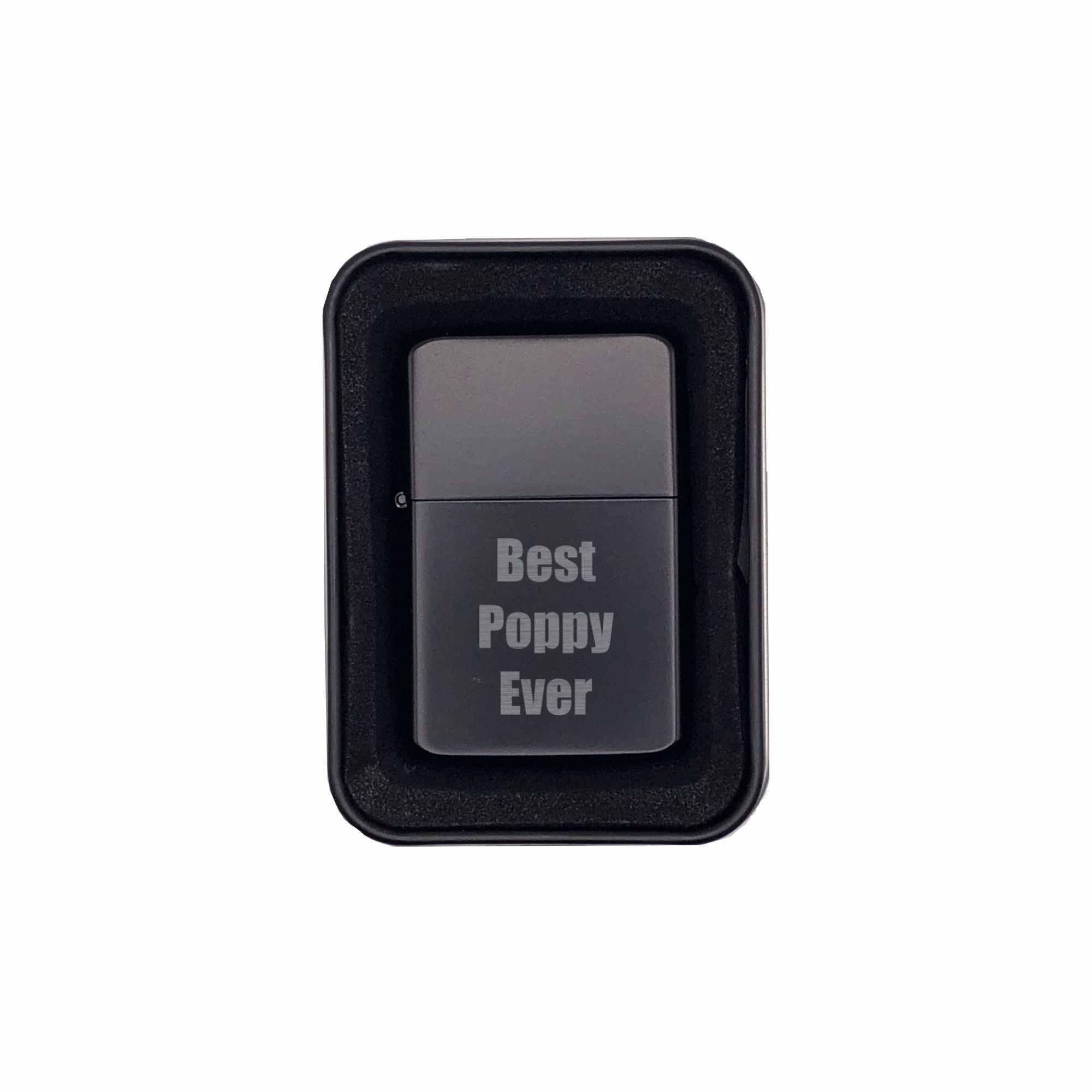 Best Poppy Ever Engraved Brass Lighter with Case, Father's Day Gift for Grandpa