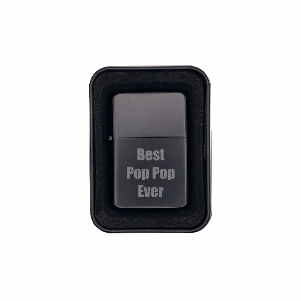 Best Pop Pop Ever Engraved Brass Lighter with Case, Father's Day Gift for Grandpa