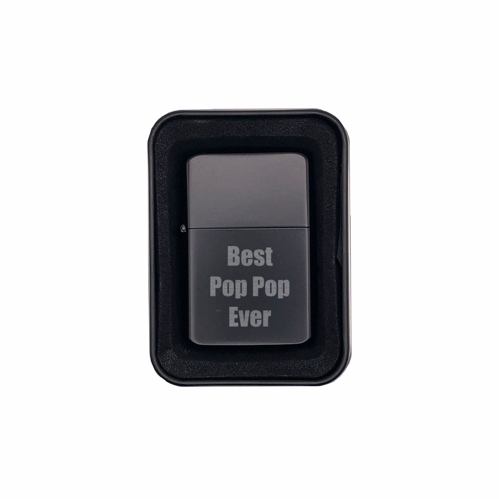 Best Pop Pop Ever Engraved Brass Lighter with Case, Father's Day Gift for Grandpa