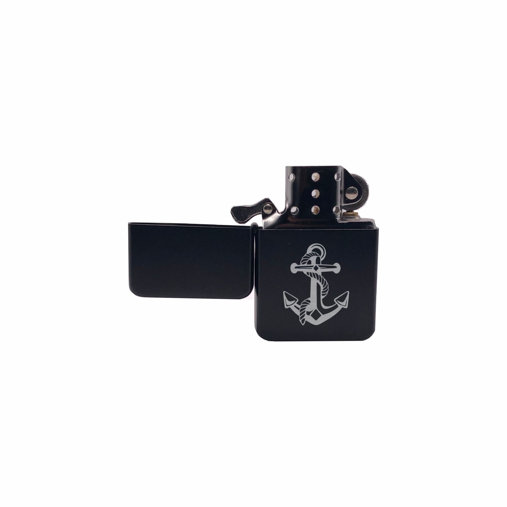 Nautical Anchor Engraved Brass Lighter with Case, Boating Gifts
