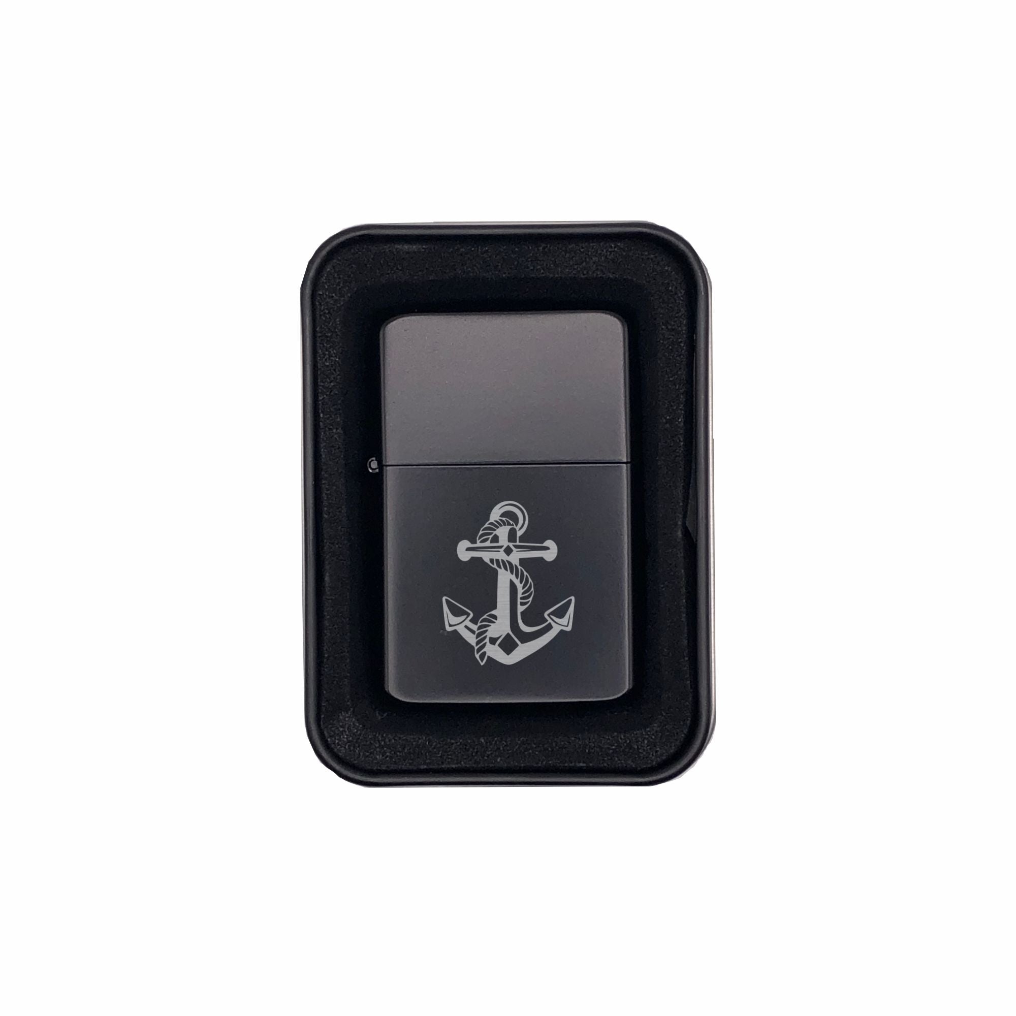 Nautical Anchor Engraved Brass Lighter with Case, Boating Gifts