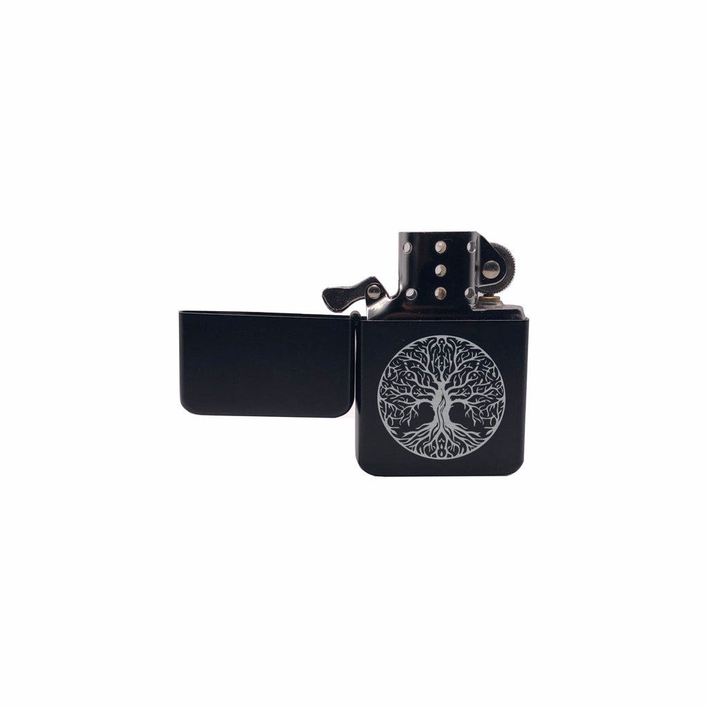 Tree of Life Engraved Brass Lighter with Case