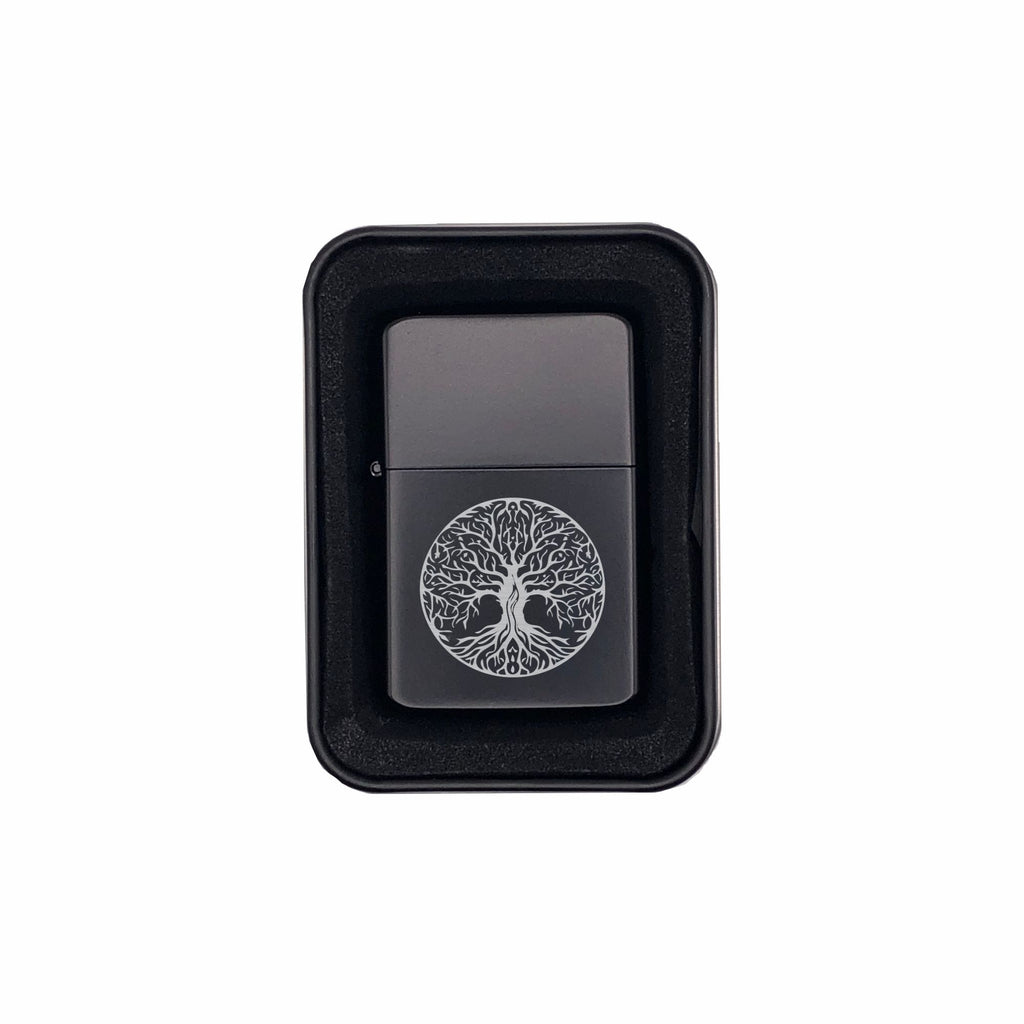 Tree of Life Engraved Brass Lighter with Case