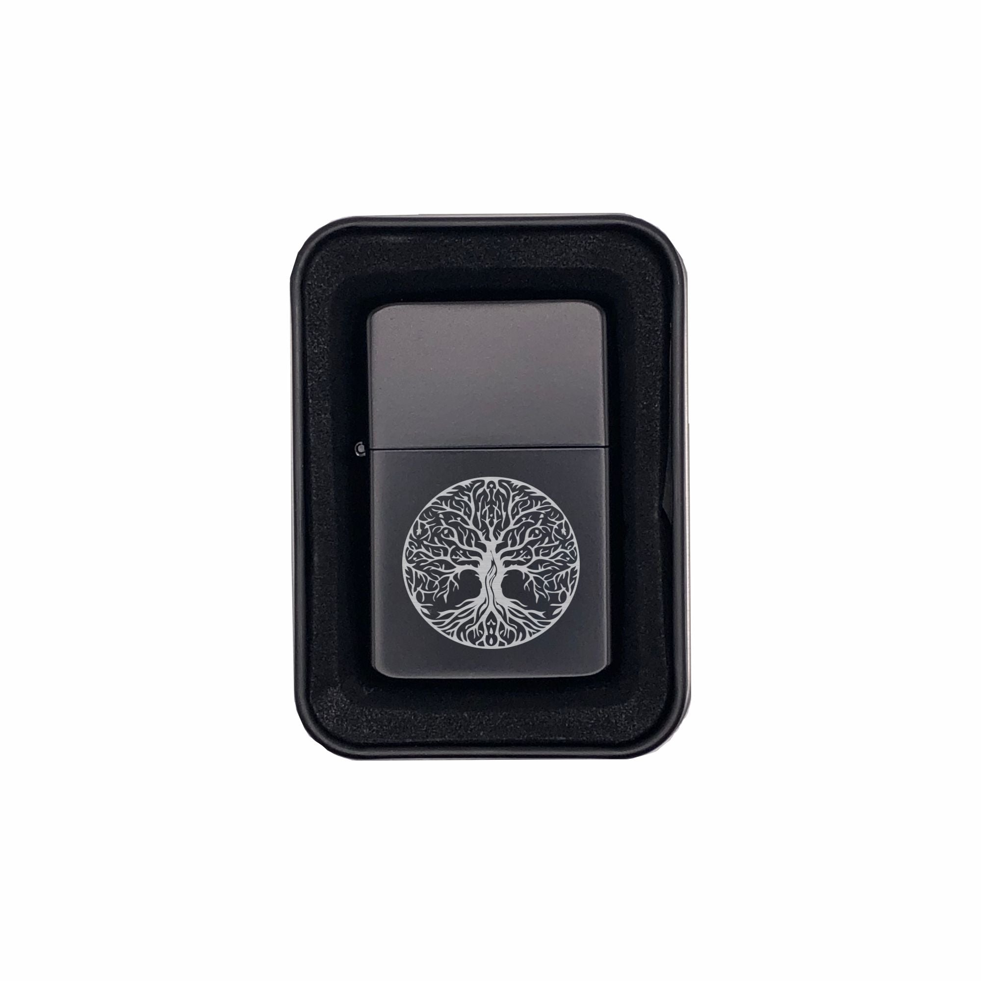 Tree of Life Engraved Brass Lighter with Case