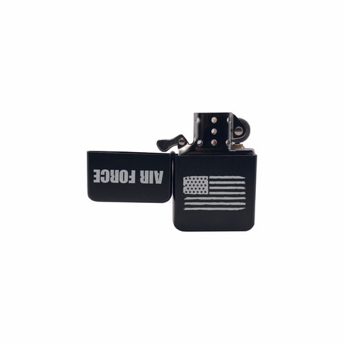 Air Force with American Flag Engraved Brass Lighter with Case, Military Gift