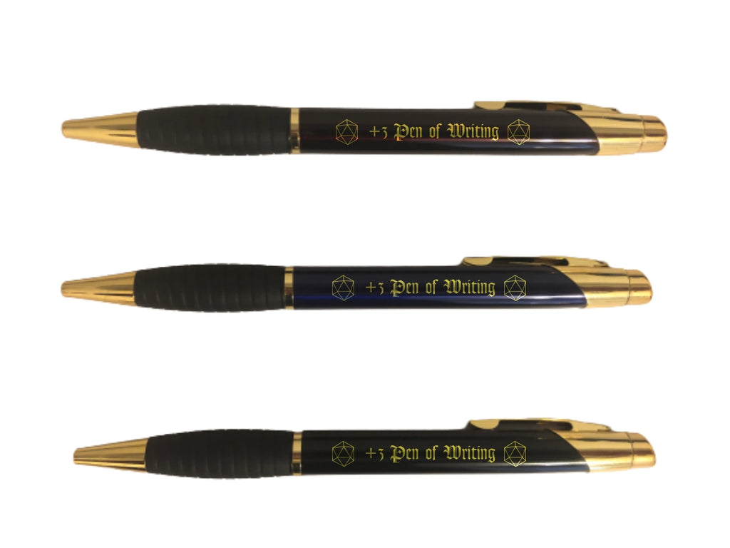 DND +3 Pen of Writing Engraved Coated Brass Ballpoint Pen, D&D Gift, Dungeons Dragons