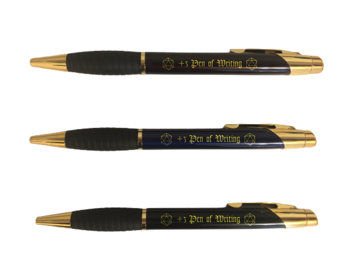 DND +3 Pen of Writing Engraved Coated Brass Ballpoint Pen, D&D Gift, Dungeons Dragons