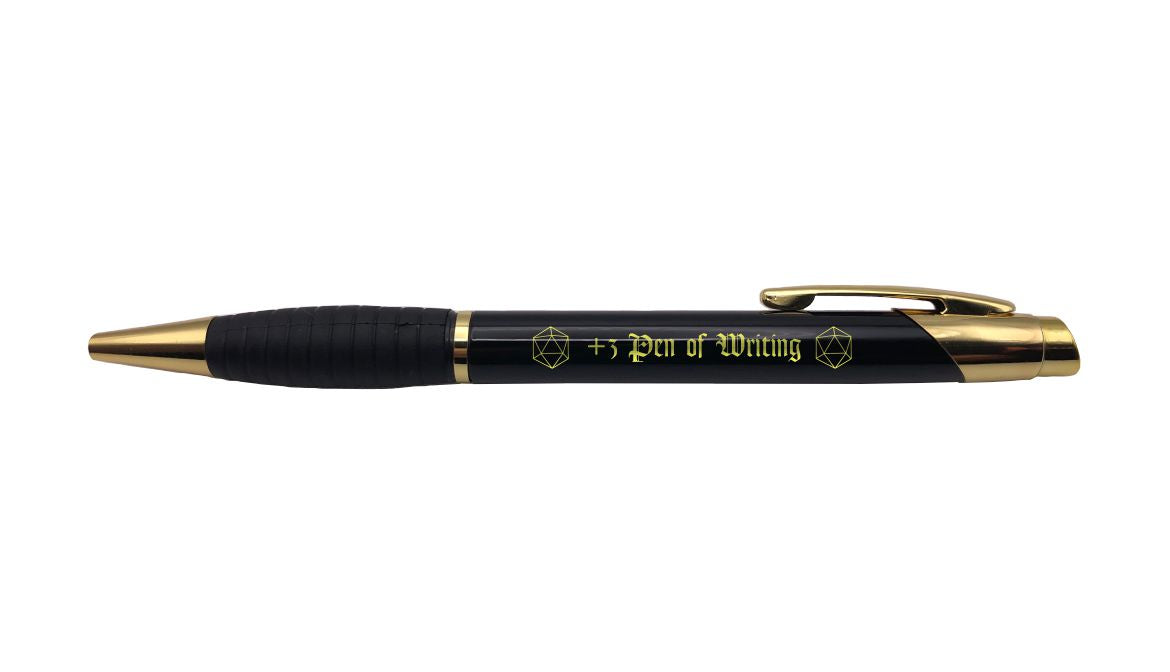 DND +3 Pen of Writing Engraved Coated Brass Ballpoint Pen, D&D Gift, Dungeons Dragons