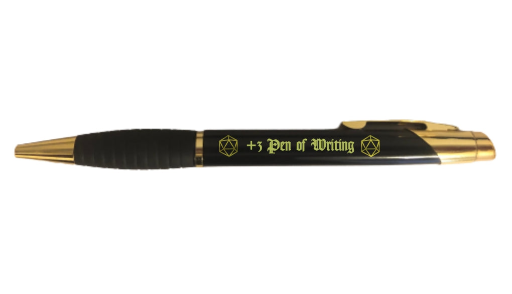 DND +3 Pen of Writing Engraved Coated Brass Ballpoint Pen, D&D Gift, Dungeons Dragons