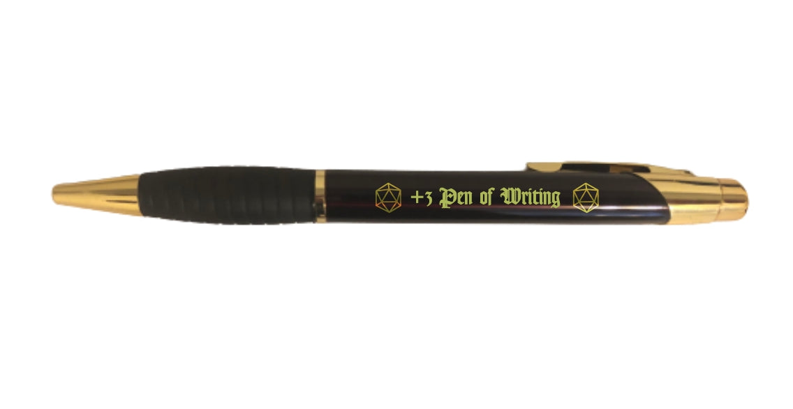 DND +3 Pen of Writing Engraved Coated Brass Ballpoint Pen, D&D Gift, Dungeons Dragons