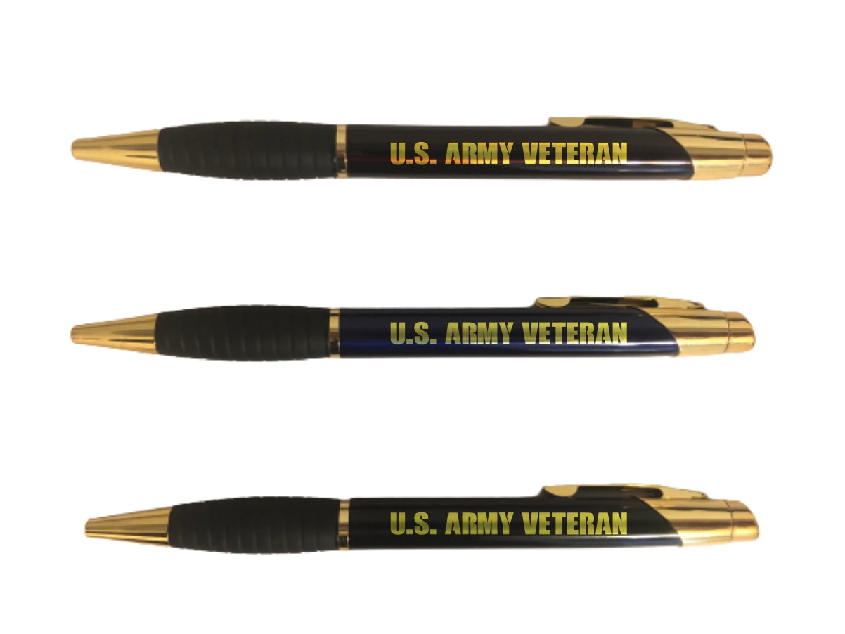 United States Army Veteran Engraved Coated Brass Ballpoint Pen, Military Gift