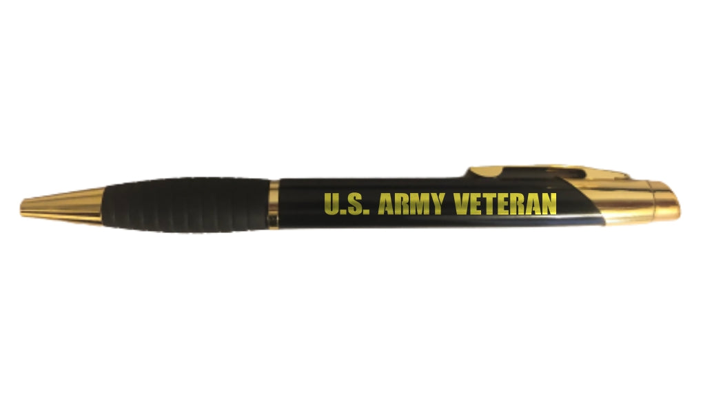 United States Army Veteran Engraved Coated Brass Ballpoint Pen, Military Gift