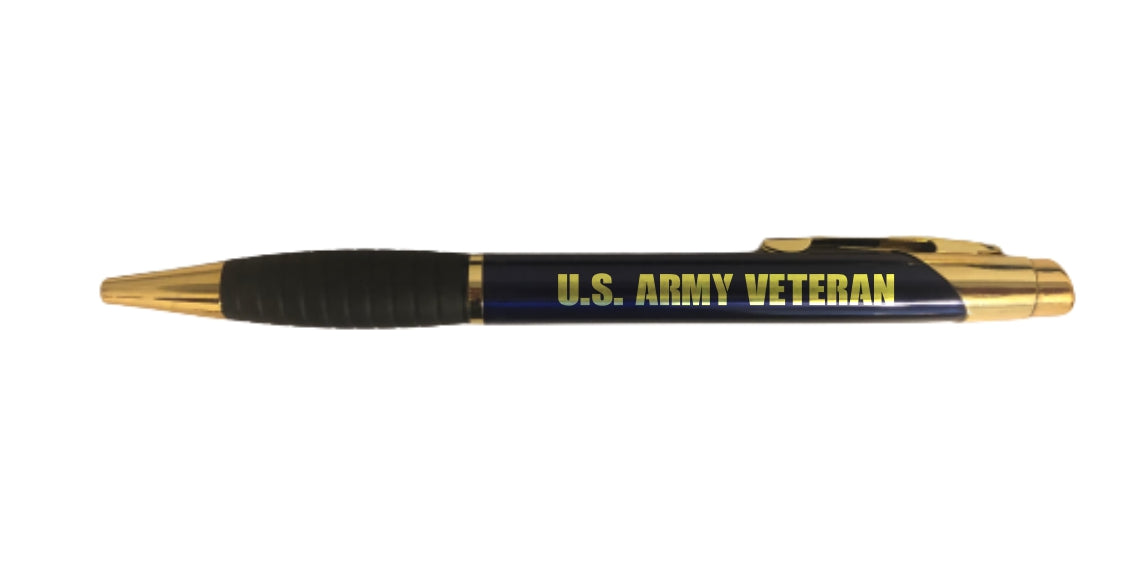 United States Army Veteran Engraved Coated Brass Ballpoint Pen, Military Gift