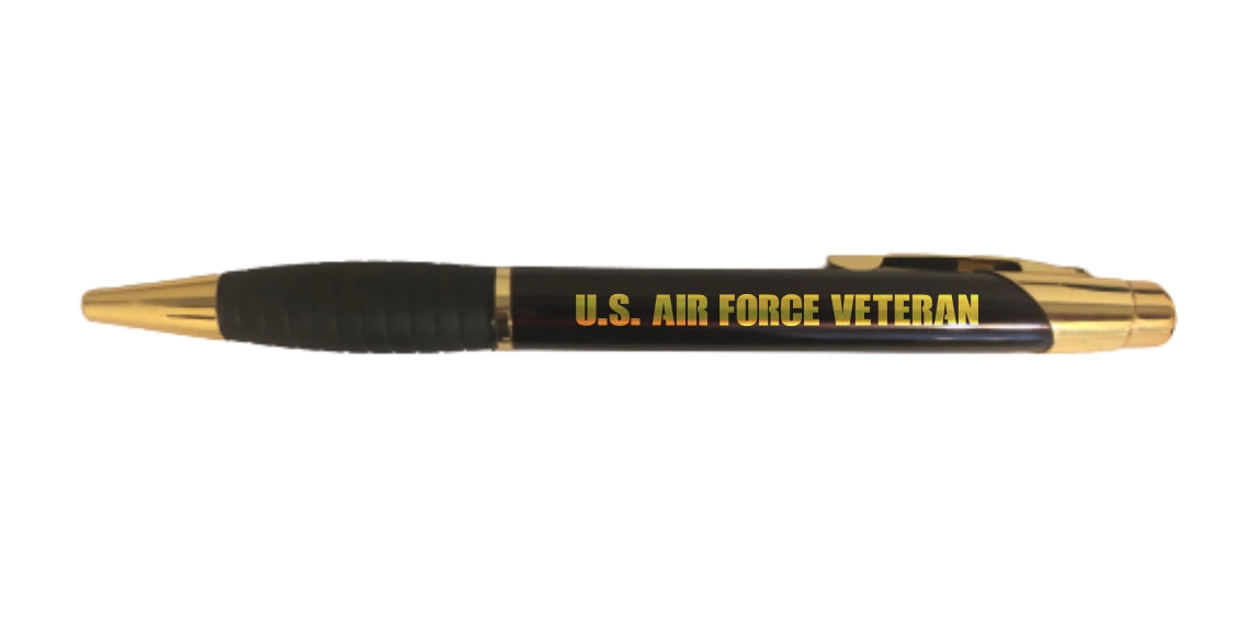 United States Air Force Veteran Engraved Coated Brass Ballpoint Pen, Military Gift
