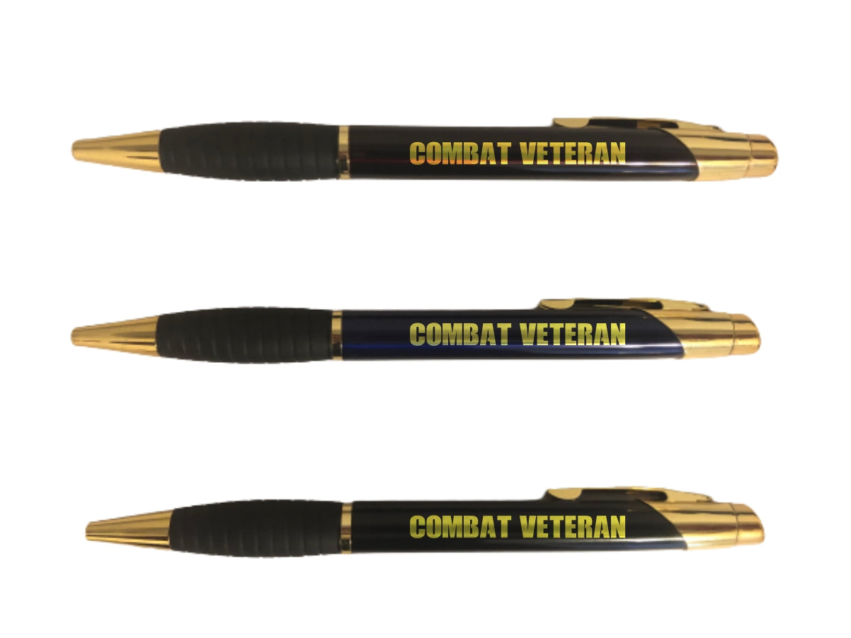 Combat Veteran Engraved Coated Brass Ballpoint Pen, Military Gift