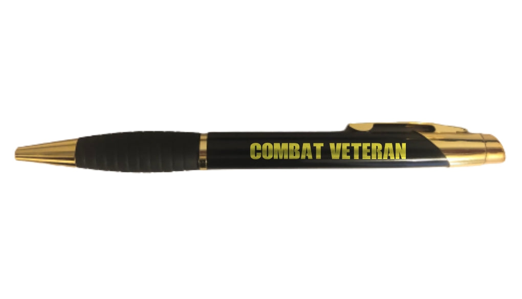 Combat Veteran Engraved Coated Brass Ballpoint Pen, Military Gift