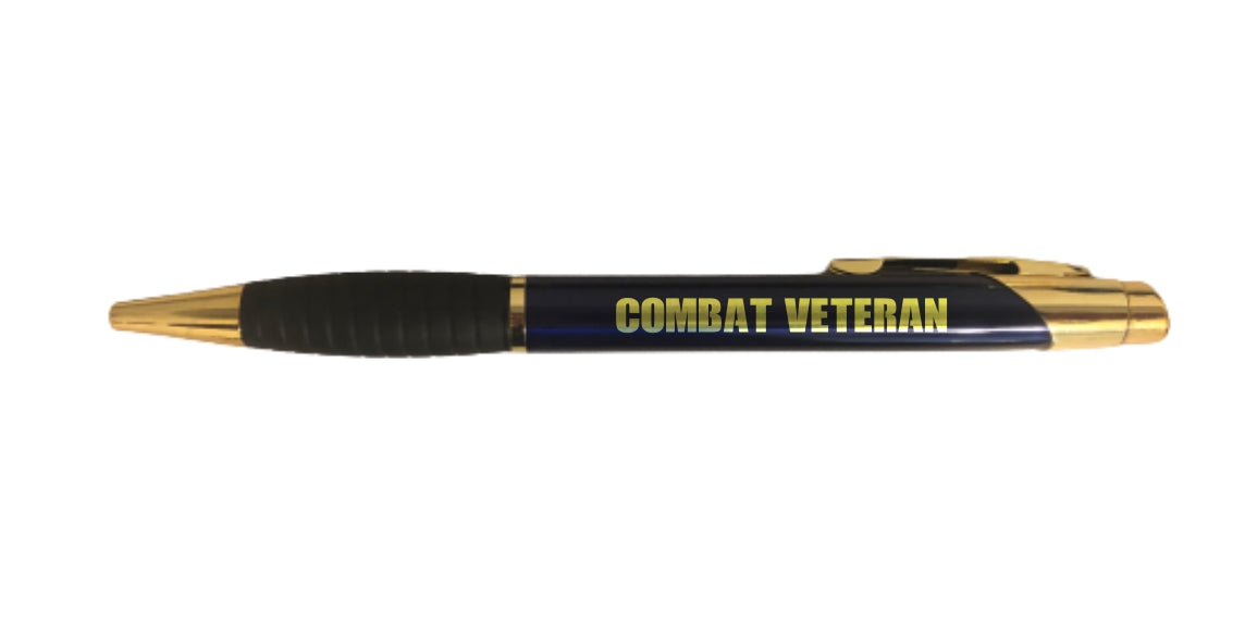 Combat Veteran Engraved Coated Brass Ballpoint Pen, Military Gift
