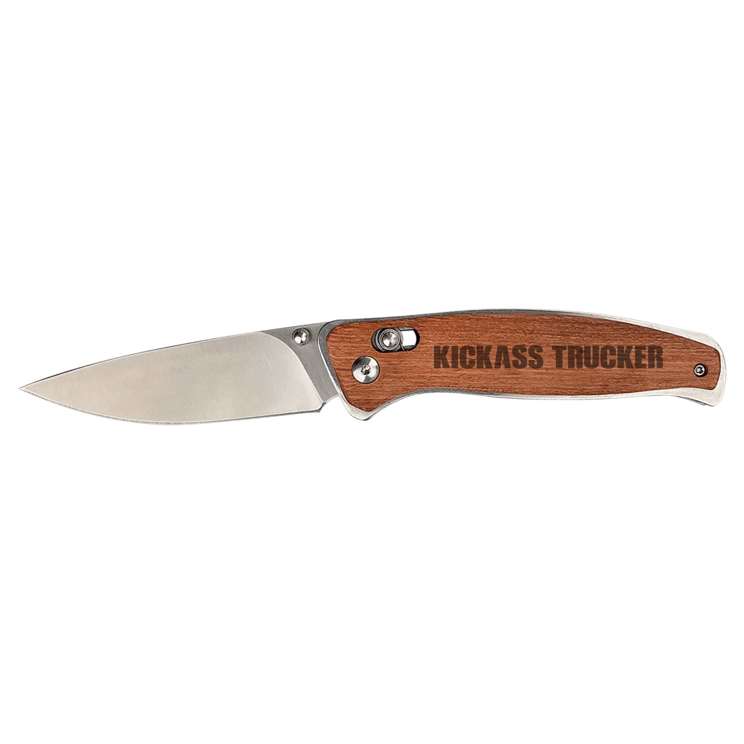 Kickass Trucker Engraved Folding Knife, Hunting Camping Fishing Knives