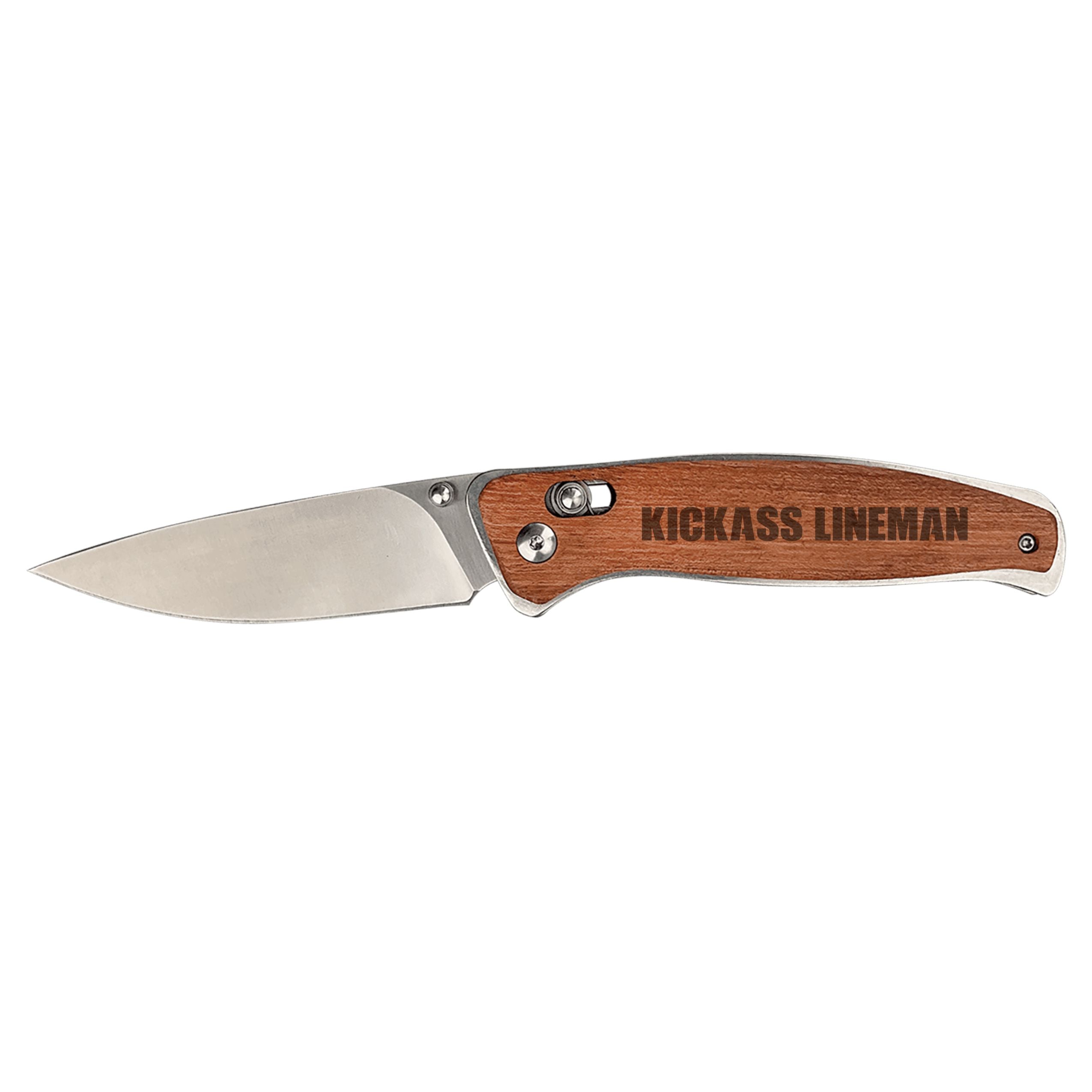 Kickass Lineman Engraved Folding Knife, Hunting Camping Fishing Knives