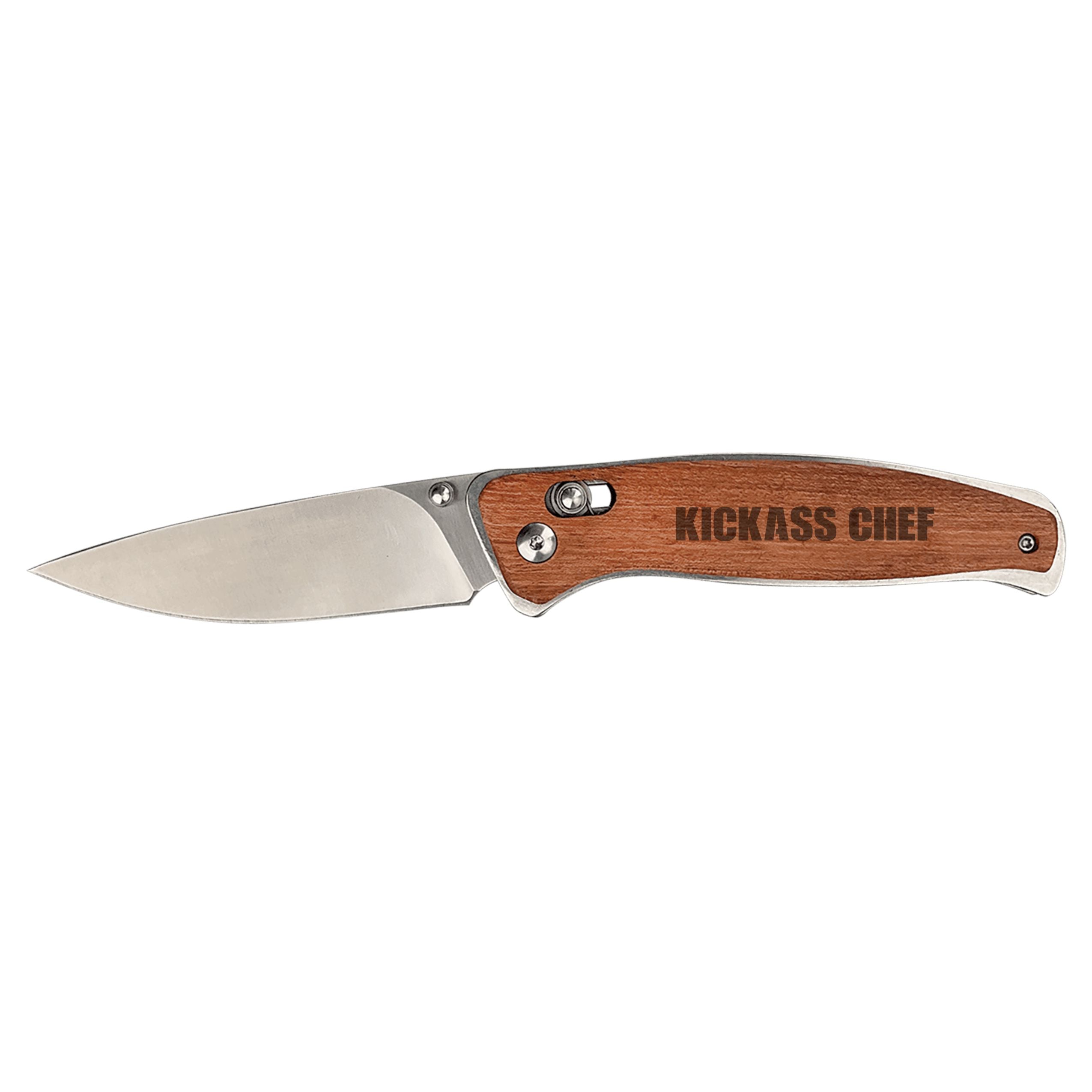 Kickass Chef Engraved Folding Knife, Hunting Camping Fishing Knives