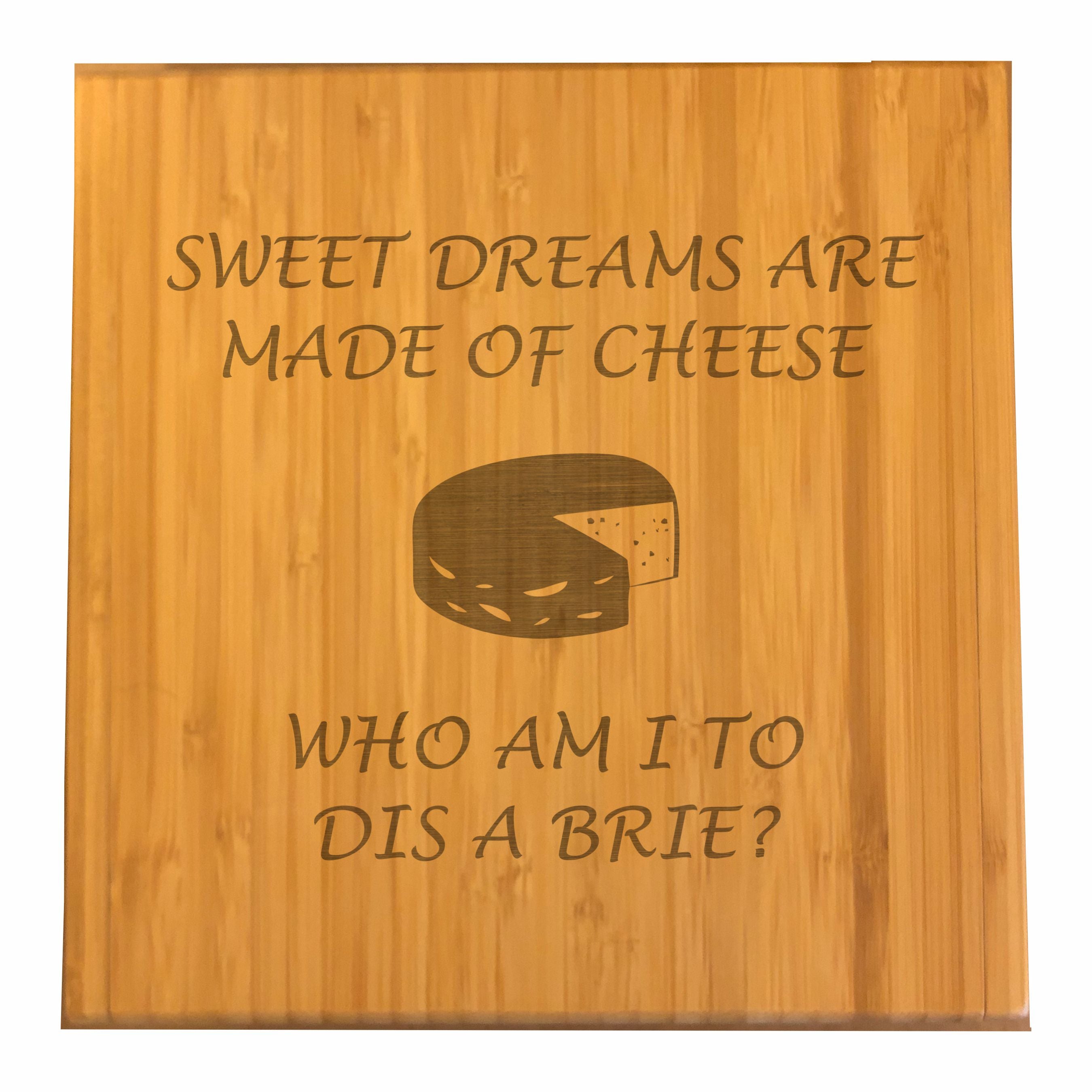 Sweet Dreams are Made of Cheese Engraved Cheese Knives Tool Set with Case, Funny Cheese Lover Gift