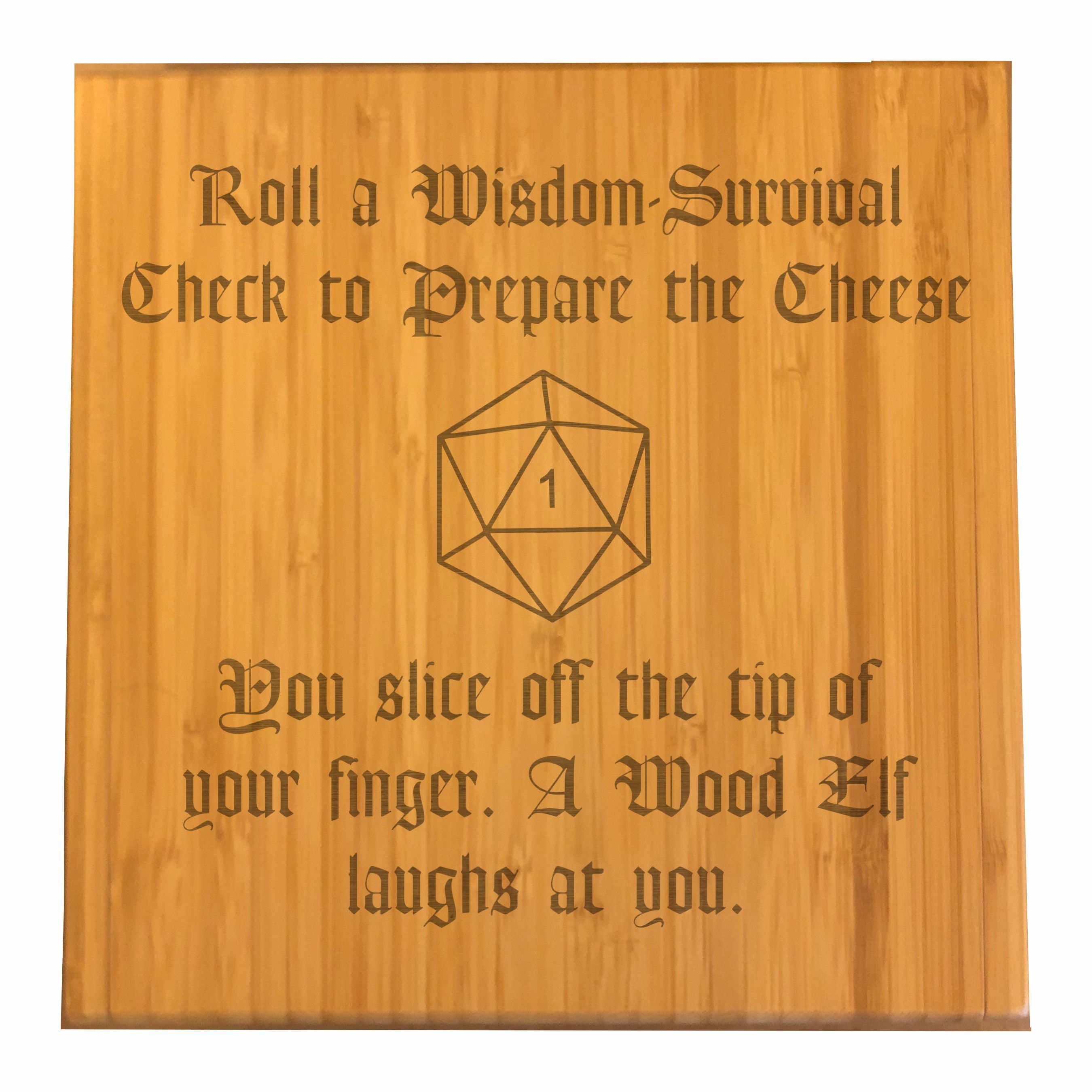 DND Gifts Wisdom Check Crit Fail Engraved Cheese Knives Tool Set with Case, Dungeons Dragons