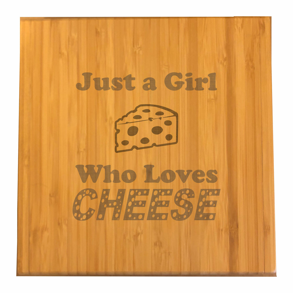 Just a Girl Who Loves Cheese Engraved Cheese Knives Tool Set with Case, Funny Cheese Lover Gift