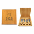 OCD Obsessive Chees Disorder Engraved Cheese Knives Tool Set with Case, Funny Gift
