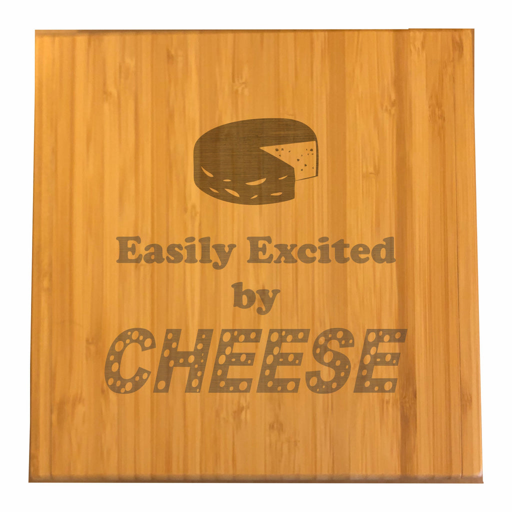 Easily Excited By Cheese Engraved Cheese Knives Tool Set with Case, Funny Gift