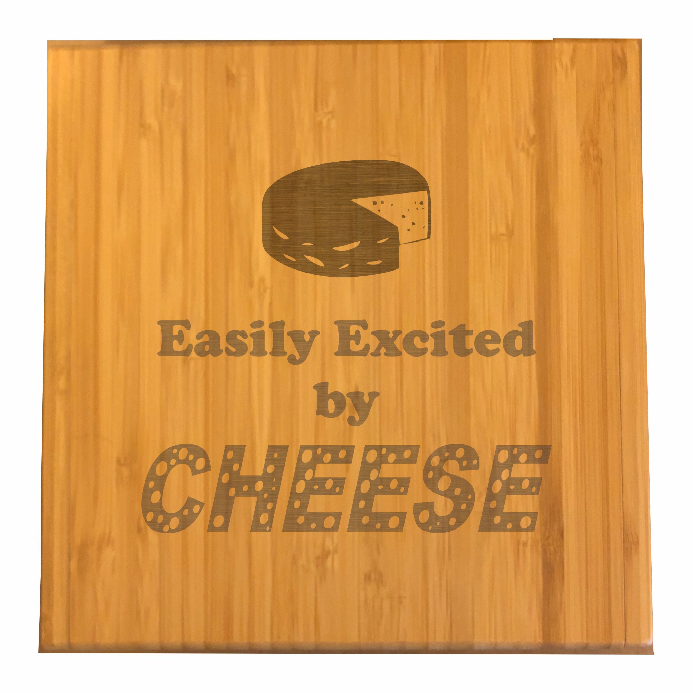 Easily Excited By Cheese Engraved Cheese Knives Tool Set with Case, Funny Gift