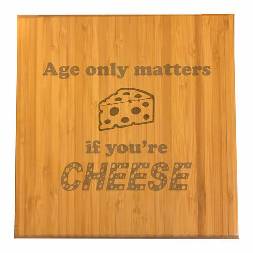 Age Only Matters if You're Cheese Engraved Cheese Knives Tool Set with Case, Funny Gift