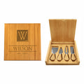 Personalized Cheese Knives Tool Set with Engraved Case, Monogrammed Design with Initial Name and Text