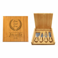 Personalized Cheese Knives Tool Set with Engraved Case, Home Sweet Home Floral Wreath with Custom Text