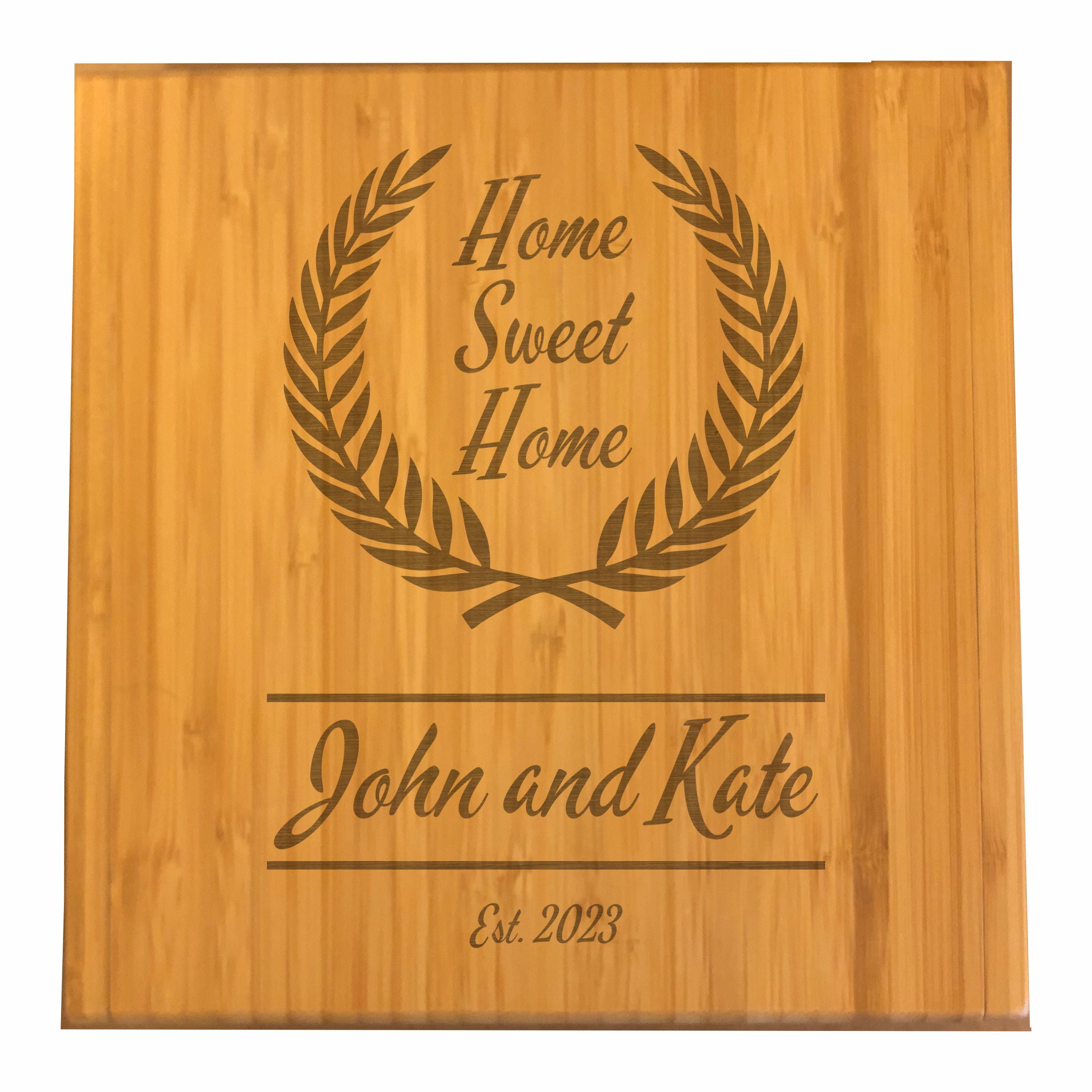 Personalized Cheese Knives Tool Set with Engraved Case, Home Sweet Home Floral Wreath with Custom Text