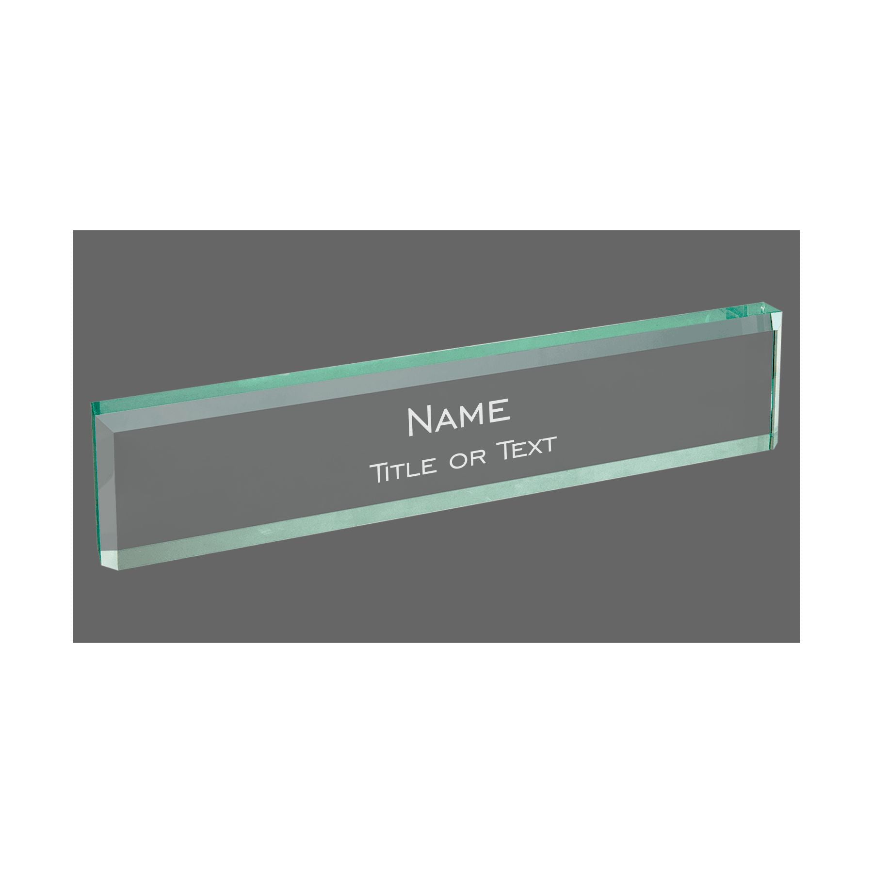 Personalized Name Plate for Desk, Jade Glass Engraved with Custom Text Name and Title, Business Office Gifts