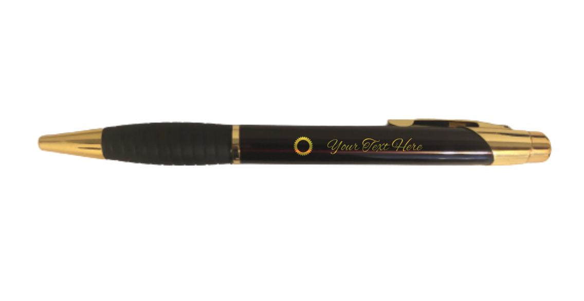 Personalized Engineer Engraved Coated Brass Ballpoint Pen, Cog Gear Symbol with Custom Text, Graduation Gift