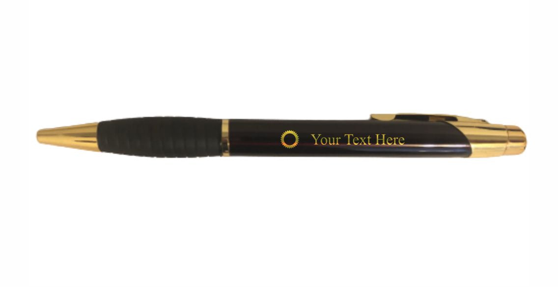 Personalized Engineer Engraved Coated Brass Ballpoint Pen, Cog Gear Symbol with Custom Text, Graduation Gift