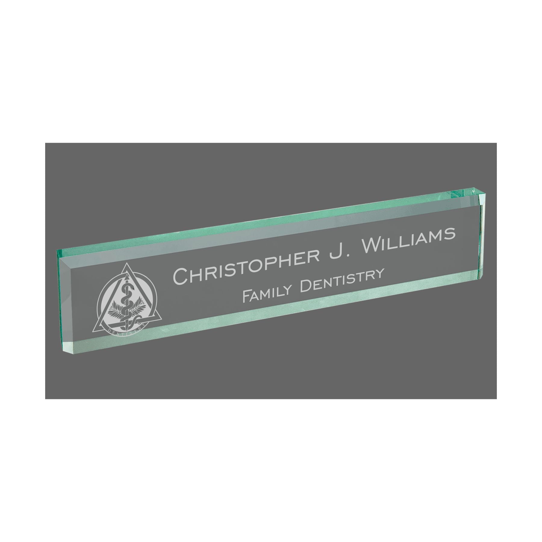 Personalized Dentist Name Plate for Desk, Jade Glass Engraved with Custom Text Name and Title, Office Gift